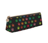Bkdogkt Colorido estuche triangular con estampado de hojas de cannabis para bolígrafos, maquillaje, suministros de arte, artículos de uso diario, Blanco, One Size