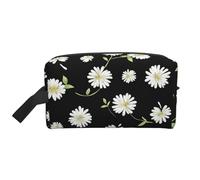 Bkdogkt Daisy Print - Organizador de cosméticos de gran capacidad para mujeres y hombres, bolsa de maquillaje portátil de viaje, Blanco, Talla única