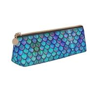 Bkdogkt Escala de pescado de color verde azulado sirena impresión simple caja de lápiz triángulo bolsa para bolígrafos suministros de arte de maquillaje esenciales diarios, blanco, talla única, Blanco