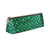 Bkdogkt Escamas de pescado verde imprimir bolsa de triángulo simple para bolígrafos suministros de arte de maquillaje esenciales diarios, blanco, talla única, Blanco 1, One size