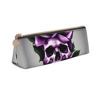 Bkdogkt Estuche de triángulo de impresión de cráneo rosa púrpura para bolígrafos, suministros de arte de maquillaje, esenciales diarios, blanco, talla única, Blanco 1, One size