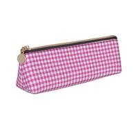 Bkdogkt Estuche de triángulo simple con estampado a cuadros rosa para bolígrafos maquillaje suministros de arte suministros diarios, blanco, talla única, Blanco 1, One size