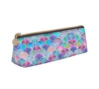 Bkdogkt Estuche triangular con estampado de escamas de peces para bolígrafos, maquillaje, suministros de arte, artículos de uso diario, Blanco, One Size
