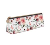 Bkdogkt Flor rosa floral impresión simple bolsa triángulo bolsa para bolígrafos maquillaje suministros de arte necesidades diarias, blanco, talla única, Blanco 1, One size
