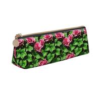 Bkdogkt Flores Rose Hiedra con hojas Impresión Primavera Simple Lápiz Bolsa Triángulo Para Plumas Maquillaje Arte Suministros Diarios Essentials, Blanco, Talla única, Blanco 1, One size