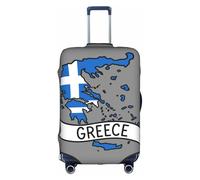 Bkdogkt Funda protectora para maleta de viaje con estampado de mapa de Grecia, lavable, con cremallera oculta, Blanco, Small