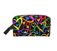 Bkdogkt Gay Pride - Organizador de cosméticos de gran capacidad con estampado de arcoíris para mujeres y hombres, bolsa de maquillaje portátil de viaje, Blanco, Talla única