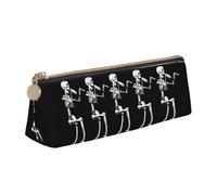 Bkdogkt Halloween ajustable esqueleto cráneo impresión simple caja de lápiz triángulo bolsa para bolígrafos maquillaje arte suministros diarios, blanco, talla única, Blanco 1, One size