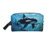 Bkdogkt Killer Whales Swim Along - Organizador de cosméticos de gran capacidad para mujeres y hombres, bolsa de maquillaje portátil de viaje, Blanco, Talla única