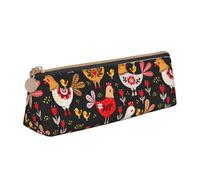 Bkdogkt Lindo gallo pollo impresión simple caja de lápiz triángulo bolsa para bolígrafos maquillaje arte suministros diarios, blanco, talla única, Blanco 1, One size