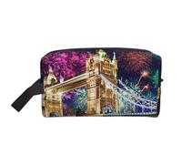 Bkdogkt Night London Tower Bridge - Organizador de cosméticos de gran capacidad para mujeres y hombres, bolsa de maquillaje portátil de viaje, Blanco, Talla única