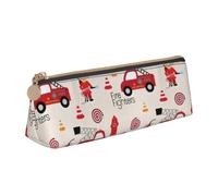 Bkdogkt Niños y niñas pequeños en bomberos imprimir bolsa de triángulo simple para bolígrafos maquillaje suministros de arte necesidades diarias, blanco, talla única, Blanco 1, One size