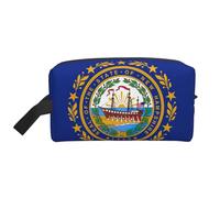 Bkdogkt Organizador de cosméticos de gran capacidad con estampado de bandera del estado de New Hampshire para mujeres y hombres, bolsa de maquillaje portátil de viaje, Blanco, Talla única
