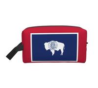 Bkdogkt Organizador de cosméticos de gran capacidad con estampado de bandera del estado de Wyoming para mujeres y hombres, bolsa de maquillaje portátil de viaje, Blanco, Talla única