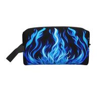Bkdogkt Organizador de cosméticos de gran capacidad con estampado de llama índigo para mujeres y hombres, bolsa de maquillaje portátil de viaje, Blanco, Talla única