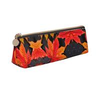 Bkdogkt Otoño de hojas rojas imprimir lápiz simple bolsa de triángulo para bolígrafos suministros de arte de maquillaje esenciales diarios, blanco, talla única, Blanco 1, One size