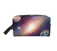 Bkdogkt Universe Galaxy - Organizador de cosméticos de gran capacidad con impresión de espacio exterior para mujeres y hombres, bolsa de maquillaje portátil de viaje, Blanco, Talla única
