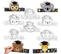 BkeeCten Coronas para colorear de graduación de animales, 96 diseños de criaturas del zoológico con bandas ajustables de cartulina de alta calidad para preescolar, jardín de infantes, ceremonia de fin