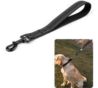 Bkemkri Correa Corta Fuerte para Perro con Mango Acolchado Negro Cómoda 30 cm de Largo Nailon Doble para Entrenamiento de Caminar Correas Reflectantes para Perros Medianos y Grandes