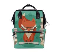 BKEOY Mochila Bolsa de Pañales Concepto Educación Dibujos Animados Fox Pañal Bolsa Multifunción Viaje Daypack para Mamá Mamá Papá Unisex