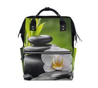 BKEOY Mochila Pañales Orquídea Bambú Zen, Estampado Piedras Zen, Bolsa de Pañales Multifunción, Mochila de Viaje para Mamá, Mamá, Papá, Unisex