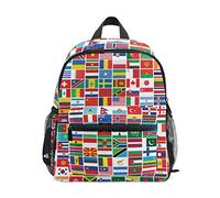 BKEOY mochila para niños, diseño de bandera nacional del mundo, mochila para el día de la escuela
