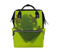 BKEOY Mochila para pañales, bolsa de pañales verde, hoja de plátano, rana, bolsa de pañales multifunción para viaje, para mamá, papá, unisex, verde