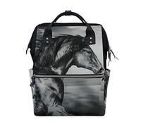 BKEOY Mochila para pañales, color negro y blanco, bolsa de pañales de caballo para correr, multifunción, mochila de viaje para mamá, papá, unisex, Negro