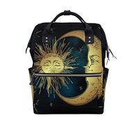 BKEOY - Mochila para pañales, diseño Boho Sun Moon Face Stars, Multifunción, Viaje, Momy, Mom, Dad, Unisex