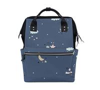 BKEOY - Mochila para pañales, diseño de estrellas y nubes de luna, multifunción, para mamá, papá, unisex