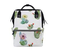 BKEOY - Mochila para pañales, diseño de flores, cactus y acuarelas, multifunción, para viaje, para mamá, papá, unisex