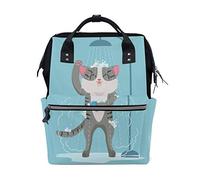 BKEOY - Mochila para pañales, diseño de gato en la ducha, multifunción, para mamá, papá, unisex