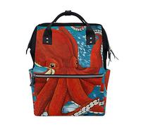 BKEOY - Mochila para pañales, diseño de pulpo de animales, multifunción, para mamá, papá, unisex