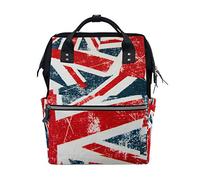 BKEOY - Mochila para pañales, diseño retro de la bandera de Reino Unido, multifunción, para mamá, papá, unisex