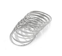 BKEPDY 10 Brazaletes Argollas Oro Para Mujeres En Baño De 14 Quilates Como Set Pulsera Abierta Multicapa Apilable Con Estructura Minimalista Elegante Estilo Bohémio (Plata)