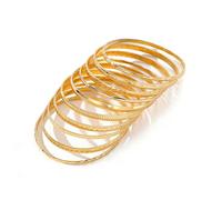 BKEPDY 10 Brazaletes Argollas Oro Para Mujeres En Baño De 14 Quilates Como Set Pulsera Abierta Multicapa Apilable Con Estructura Minimalista Elegante Estilo Bohémio (Oro)