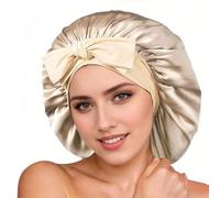 BKEPDY 100% Gorro de Seda para Dormir Doble Capa con Banda Elástica Ajustable Transpirable No Deslizante Silk Gorro Pelo Rizado y Liso Protección