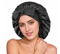 BKEPDY 100% Gorro de Seda para Dormir Doble Capa con Banda Elástica Ajustable Transpirable No Deslizante Silk Gorro Pelo Rizado y Liso Protección