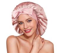 BKEPDY 100% Gorro de Seda para Dormir Doble Capa con Banda Elástica Ajustable Transpirable No Deslizante Silk Gorro Pelo Rizado y Liso Protección