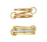 BKEPDY 2 Piezas Anillos Mujer Circonita Apilables Anillo Nudillos Elegante Vintage Joyería Regalo para Bodas San Valentin(Oro, 10)