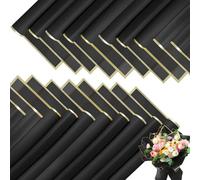 BKEPDY 20 Hojas Papel Envoltorio Flores Negro Elegante Borde Dorado Papel Embalaje Ramos Papel Decorativo Envolver Florales