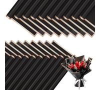 BKEPDY 20 Hojas Papel Envoltorio Negro Elegante Borde Dorado Papel Embalaje Ramos Flores Envolver Regalos Decorativo Artesanal
