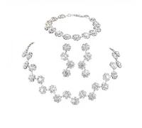 BKEPDY 3 Piezas Juego De Joyería Nupcial para Mujer Rhinestone Glamour Collar Colgante Pendientes y Pulsera Conjunto de Bisutería para Mujeres Fiesta Prom