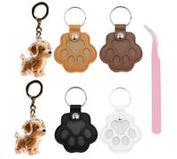 BKEPDY 6 Piezas Llavero con Pelo de Mascota Huella Perro Gato Dijes para Mujer Bolso Mochila Bandolera Llavero Cuero y Plástico con Pinzas Moda Accesorios (A)