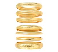 BKEPDY 7 Piezas Set De Brazaletes Para Mujeres En Baño De Oro 14 Quilates Como Brazaletes Gruesos Múltiples Apilables Estilo Boho E Indio Con Estructura (Oro)