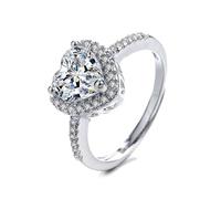 BKEPDY Anillo Corazón Brillante Circonita Cubic Pavé Compromiso Joya Elegante Mujer Boda Nupcial