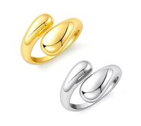 BKEPDY Anillos de Oro Ajustables para ei Pulgar con RetencióN Color Simple Luz Lujo Anillos Abiertos Nudillos Anillo Grueso LáGrima Dorado para Mujer y NiñAs（Oro + Plata）