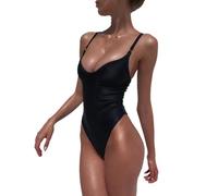 BKEPDY Bañadores Mujer Reductores de una Pieza Trajes de Baño Una Pieza Bañadores Mujer Cuello en V Bañadores Control del Vientre Sexy Bodysuit Sin espalda de Baño (Negro M)
