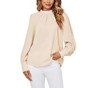 BKEPDY Blusas de Mujer Elegante Camiseta Manga Larga Blusa Manga Chifón Casual T Shirt Básica Túnica Top Colores Sólidos Tunic Tops(Color M)