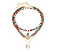 BKEPDY Cadena de Plata Mujer con Diseño Navideño Collar de Tres Capas con Abalorios Coloridos y Dijes de Campana Regalo Original para Mujer Moda Singularu para Navidad y Fiestas(Color-2)